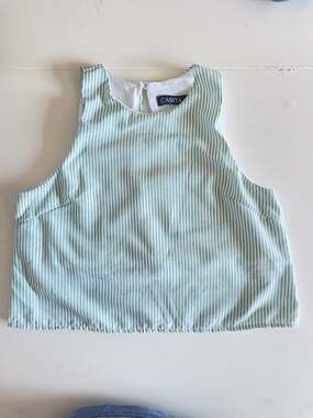 Casita Women's Green and White Striped Sleeveless Tank Top Summer medium 06